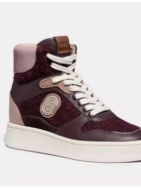 Coach Women's High-Top Sneaker — Burgundy & Blush
